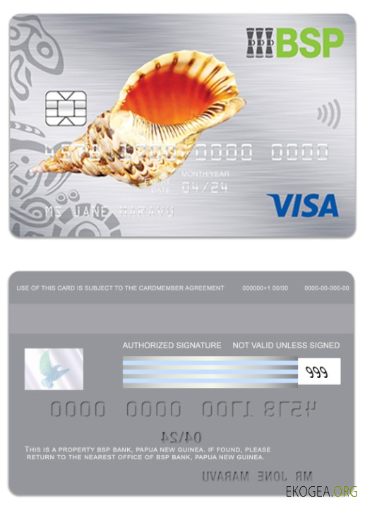 Carte visa platine BSP Bank de Papouasie Nouvelle Guinée